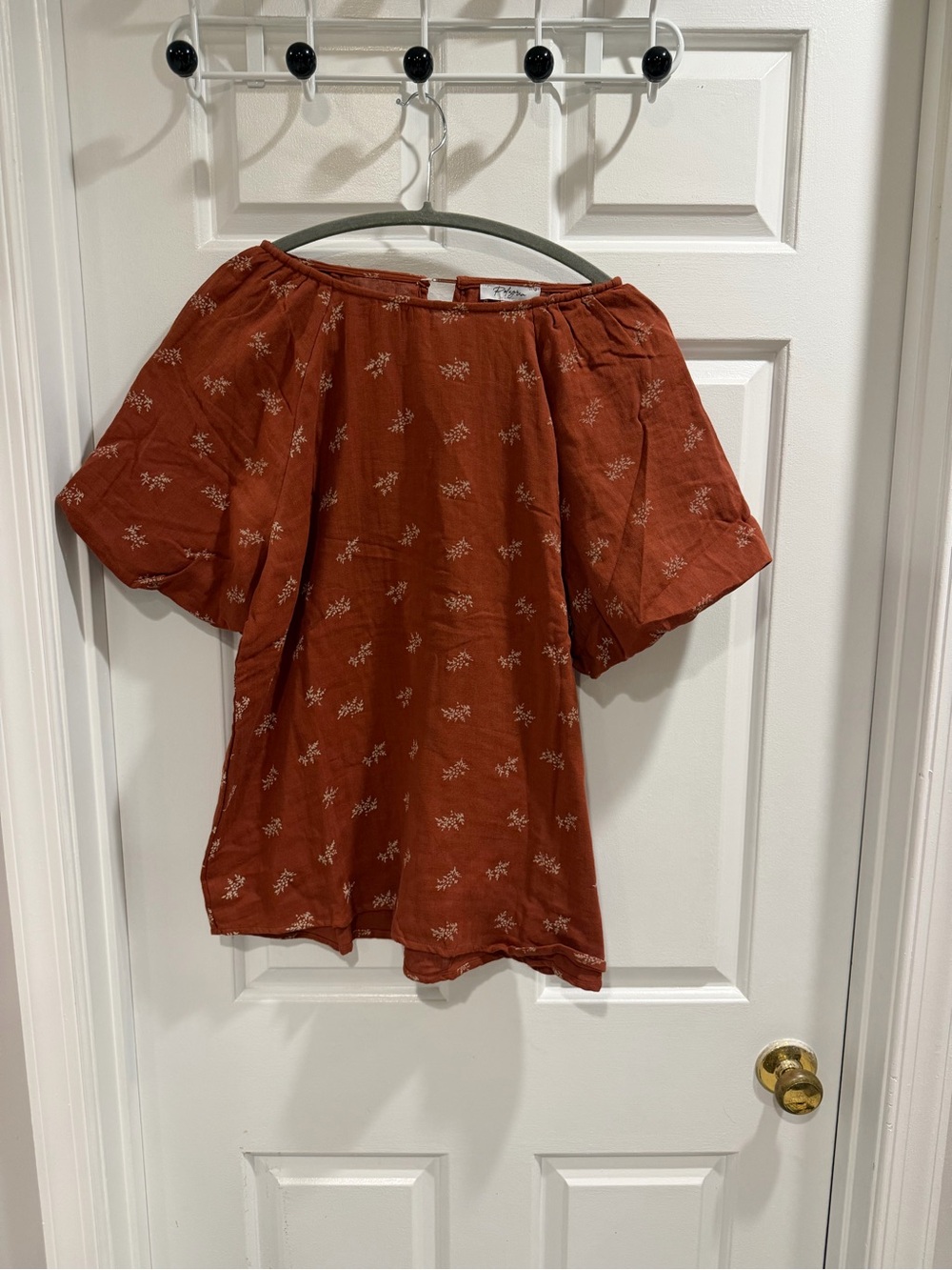 NWT Boutique Polagram Rust Top Sz L - Cotton Linen